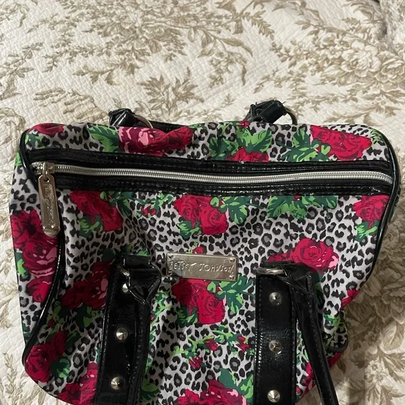 Betsey Johnson Red and Green Floral Tote - Picture 2 of 4